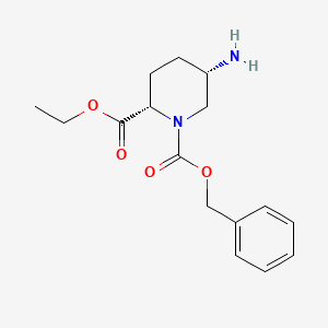molecular formula C16H22N2O4 B12982354 Rel-1-benzyl 2-ethyl (2S,5S)-5-aminopiperidine-1,2-dicarboxylate 