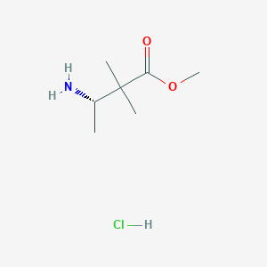 molecular formula C7H16ClNO2 B12982372 methyl(3S)-3-amino-2,2-dimethylbutanoatehydrochloride 