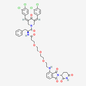 molecular formula C50H47Cl4N5O10 B12982595 N-((S)-1-(3,5-Bis((Z)-3,4-dichlorobenzylidene)-4-oxopiperidin-1-yl)-1-oxo-3-phenylpropan-2-yl)-3-(2-(2-(2-((2-(2,6-dioxopiperidin-3-yl)-1,3-dioxoisoindolin-4-yl)amino)ethoxy)ethoxy)ethoxy)propanamide 