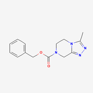molecular formula C14H16N4O2 B12982636 Benzyl 3-methyl-5,6-dihydro-[1,2,4]triazolo[4,3-a]pyrazine-7(8H)-carboxylate 