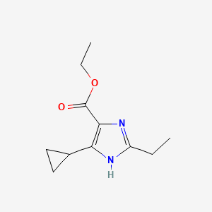 molecular formula C11H16N2O2 B12982663 Ethyl 5-cyclopropyl-2-ethyl-1H-imidazole-4-carboxylate 