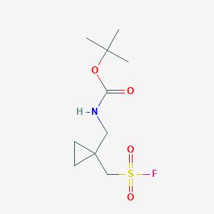 molecular formula C10H18FNO4S B12982858 tert-Butyl ((1-((fluorosulfonyl)methyl)cyclopropyl)methyl)carbamate 