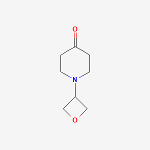 molecular formula C8H13NO2 B12982876 1-(Oxetan-3-yl)piperidin-4-one 