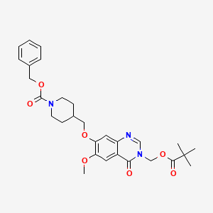 molecular formula C29H35N3O7 B12982884 Benzyl 4-(((6-methoxy-4-oxo-3-((pivaloyloxy)methyl)-3,4-dihydroquinazolin-7-yl)oxy)methyl)piperidine-1-carboxylate 