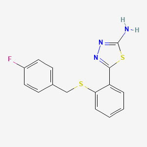 molecular formula C15H12FN3S2 B1298293 5-{2-[(4-Fluorobenzyl)thio]phenyl}-1,3,4-thiadiazol-2-amine CAS No. 4639-71-8