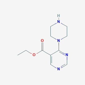 molecular formula C11H16N4O2 B12983007 Ethyl 4-(piperazin-1-yl)pyrimidine-5-carboxylate 