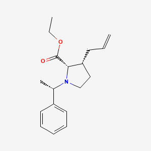 molecular formula C18H25NO2 B12983137 Ethyl (2S,3R)-3-allyl-1-((S)-1-phenylethyl)pyrrolidine-2-carboxylate 