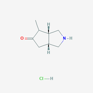 molecular formula C8H14ClNO B12983396 Rel-(3aR,6aR)-4-methylhexahydrocyclopenta[c]pyrrol-5(1H)-one hydrochloride 