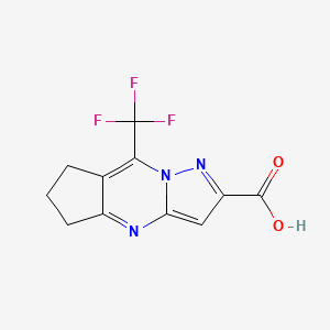 molecular formula C11H8F3N3O2 B1298354 8-(trifluoromethyl)-6,7-dihydro-5H-cyclopenta[d]pyrazolo[1,5-a]pyrimidine-2-carboxylic acid CAS No. 505054-58-0