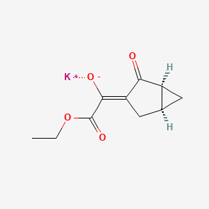 molecular formula C10H11KO4 B12983753 Potassium 2-ethoxy-2-oxo-1-((1S,5S)-2-oxobicyclo[3.1.0]hexan-3-ylidene)ethan-1-olate 