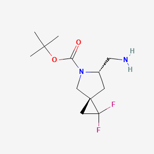 molecular formula C12H20F2N2O2 B12983826 tert-Butyl (3R,6S)-6-(aminomethyl)-1,1-difluoro-5-azaspiro[2.4]heptane-5-carboxylate 