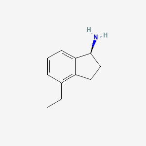 molecular formula C11H15N B12984085 (S)-4-Ethyl-2,3-dihydro-1H-inden-1-amine 