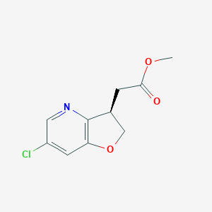 molecular formula C10H10ClNO3 B12984113 Methyl (R)-2-(6-chloro-2,3-dihydrofuro[3,2-b]pyridin-3-yl)acetate 