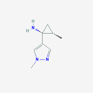 molecular formula C8H13N3 B12984173 Rel-(1R,2S)-2-methyl-1-(1-methyl-1H-pyrazol-4-yl)cyclopropan-1-amine 