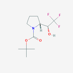 molecular formula C11H18F3NO3 B12984376 tert-Butyl (R)-2-((R)-2,2,2-trifluoro-1-hydroxyethyl)pyrrolidine-1-carboxylate 