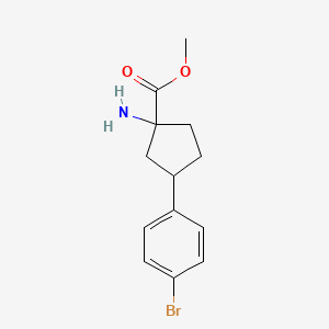 molecular formula C13H16BrNO2 B12984492 Methyl 1-amino-3-(4-bromophenyl)cyclopentane-1-carboxylate 