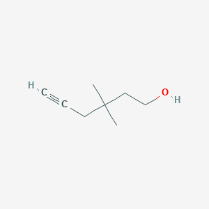 molecular formula C8H14O B12984546 3,3-Dimethylhex-5-yn-1-ol 