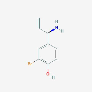 molecular formula C9H10BrNO B12984565 (R)-4-(1-Aminoallyl)-2-bromophenol 