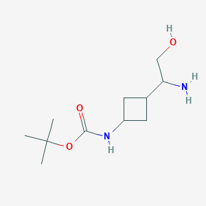 molecular formula C11H22N2O3 B12984626 tert-Butyl (3-(1-amino-2-hydroxyethyl)cyclobutyl)carbamate 