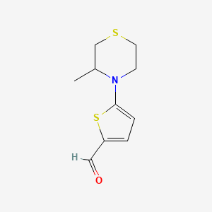 molecular formula C10H13NOS2 B12984754 5-(3-Methylthiomorpholin-4-yl)thiophene-2-carbaldehyde 
