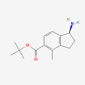 molecular formula C15H21NO2 B12984883 (S)-tert-butyl 1-amino-4-methyl-2,3-dihydro-1H-indene-5-carboxylate 