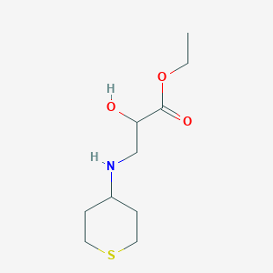 molecular formula C10H19NO3S B12984953 Ethyl 2-hydroxy-3-((tetrahydro-2H-thiopyran-4-yl)amino)propanoate 