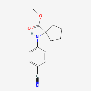 molecular formula C14H16N2O2 B12984999 Methyl 1-((4-cyanophenyl)amino)cyclopentanecarboxylate 