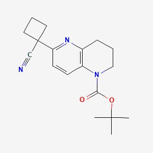 molecular formula C18H23N3O2 B12985068 tert-Butyl 6-(1-cyanocyclobutyl)-3,4-dihydro-1,5-naphthyridine-1(2H)-carboxylate 