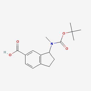 molecular formula C16H21NO4 B12985109 3-[Tert-butoxycarbonyl(methyl)amino]indane-5-carboxylic acid 