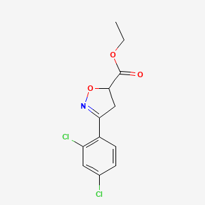 molecular formula C12H11Cl2NO3 B12985132 Ethyl 3-(2,4-dichlorophenyl)-4,5-dihydroisoxazole-5-carboxylate 