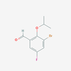 molecular formula C10H10BrFO2 B12985163 3-Bromo-5-fluoro-2-isopropoxybenzaldehyde 
