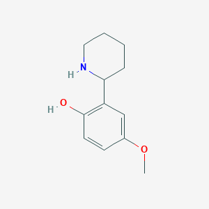 molecular formula C12H17NO2 B12985170 4-Methoxy-2-(piperidin-2-yl)phenol 