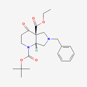 molecular formula C22H30N2O5 B12985265 (4aS,7aR)-1-tert-butyl 4a-ethyl 6-benzyl-4-oxooctahydro-1H-pyrrolo[3,4-b]pyridine-1,4a-dicarboxylate 
