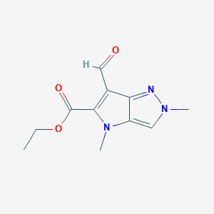 molecular formula C11H13N3O3 B12985276 Ethyl 6-formyl-2,4-dimethyl-2,4-dihydropyrrolo[3,2-c]pyrazole-5-carboxylate 