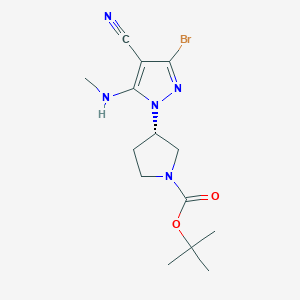 molecular formula C14H20BrN5O2 B12985289 tert-Butyl (S)-3-(3-bromo-4-cyano-5-(methylamino)-1H-pyrazol-1-yl)pyrrolidine-1-carboxylate 