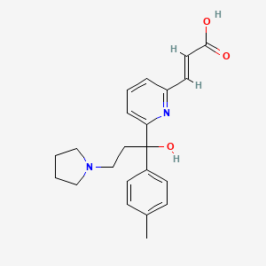 molecular formula C22H26N2O3 B12985336 (E)-3-(6-(1-Hydroxy-3-pyrrolidinyl-1-(p-tolyl)propyl)-2-pyridyl)acrylic acid CAS No. 93962-64-2