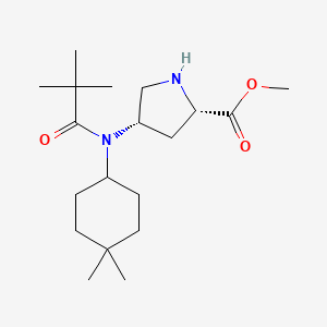 molecular formula C19H34N2O3 B12985362 Methyl (2S,4S)-4-(N-(4,4-dimethylcyclohexyl)pivalamido)pyrrolidine-2-carboxylate 