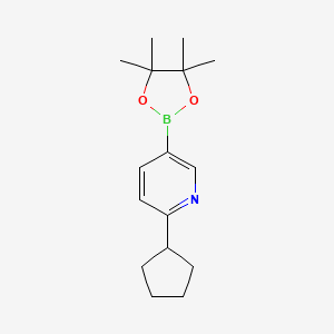 molecular formula C16H24BNO2 B12985368 2-Cyclopentyl-5-(4,4,5,5-tetramethyl-1,3,2-dioxaborolan-2-yl)pyridine 