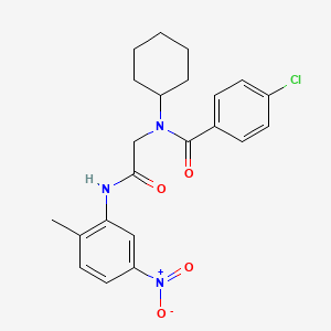 molecular formula C22H24ClN3O4 B12985369 4-Chloro-N-cyclohexyl-N-[(2-methyl-5-nitro-phenylcarbamoyl)-methyl]-benzamide 