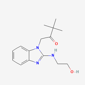 molecular formula C15H21N3O2 B12985382 1-[2-(2-Hydroxy-ethylamino)-benzoimidazol-1-yl]-3,3-dimethyl-butan-2-one 