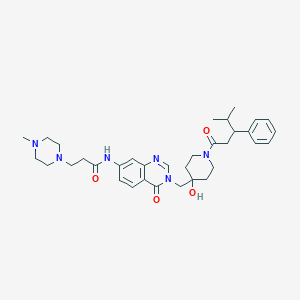 molecular formula C34H46N6O4 B12985464 N-(3-((4-Hydroxy-1-(4-methyl-3-phenylpentanoyl)piperidin-4-yl)methyl)-4-oxo-3,4-dihydroquinazolin-7-yl)-3-(4-methylpiperazin-1-yl)propanamide 