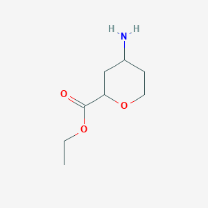 molecular formula C8H15NO3 B12985472 Ethyl 4-aminotetrahydro-2H-pyran-2-carboxylate 