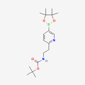 molecular formula C18H29BN2O4 B12985566 tert-Butyl (2-(5-(4,4,5,5-tetramethyl-1,3,2-dioxaborolan-2-yl)pyridin-2-yl)ethyl)carbamate 