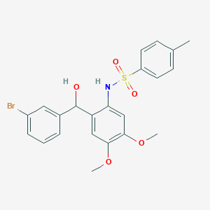 molecular formula C22H22BrNO5S B12985588 N-(2-((3-Bromophenyl)(hydroxy)methyl)-4,5-dimethoxyphenyl)-4-methylbenzenesulfonamide 