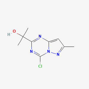 molecular formula C9H11ClN4O B12985668 2-(4-Chloro-7-methyl-pyrazolo[1,5-a][1,3,5]triazin-2-yl)propan-2-ol 
