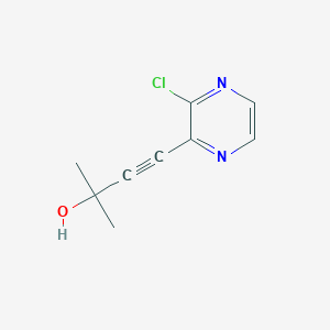 molecular formula C9H9ClN2O B12985707 4-(3-Chloropyrazin-2-yl)-2-methylbut-3-yn-2-ol 