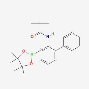 molecular formula C23H30BNO3 B12985718 N-(3-(4,4,5,5-Tetramethyl-1,3,2-dioxaborolan-2-yl)-[1,1'-biphenyl]-2-yl)pivalamide 