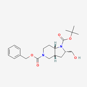 molecular formula C21H30N2O5 B12985817 Rel-5-benzyl 1-(tert-butyl) (2S,3aR,7aS)-2-(hydroxymethyl)hexahydro-1H-pyrrolo[3,2-c]pyridine-1,5(4H)-dicarboxylate 