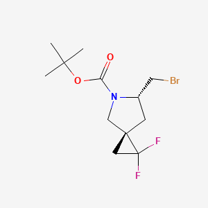 molecular formula C12H18BrF2NO2 B12986255 tert-Butyl (3R,6S)-6-(bromomethyl)-1,1-difluoro-5-azaspiro[2.4]heptane-5-carboxylate 