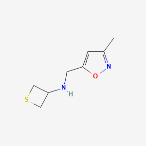 molecular formula C8H12N2OS B12986341 N-((3-Methylisoxazol-5-yl)methyl)thietan-3-amine 